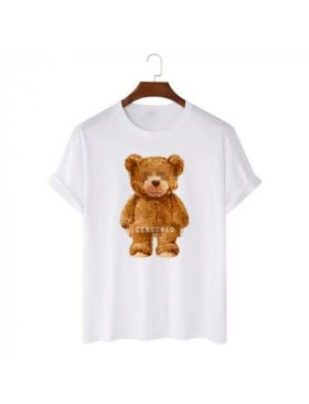 Tricou Barbati Alb "Censored bear" Engros