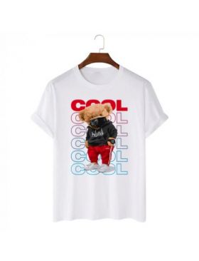 Tricou Barbati Alb "Cool bear" Engros