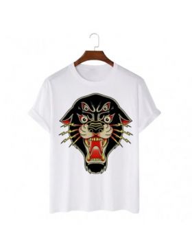 Tricou Barbati Alb "Daemon Panther" Engros