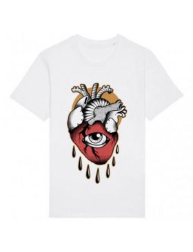 Tricou Barbati Alb "Eye Heart" Engros