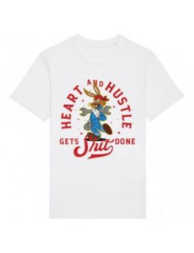 Tricou Barbati Alb "Heart And Hustle" Engros