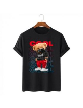 Tricou Barbati Negru "Cool bear" Engros