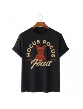 Tricou Barbati Negru "Hocus Pocus" Engros