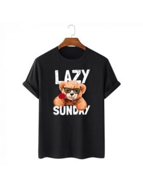 Tricou Barbati Negru "Lazy and sweet" Engros