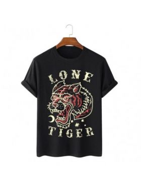 Tricou Barbati Negru "Lone Tiger" Engros