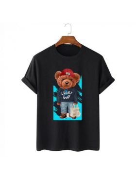 Tricou Barbati Negru "Lucky bear" Engros