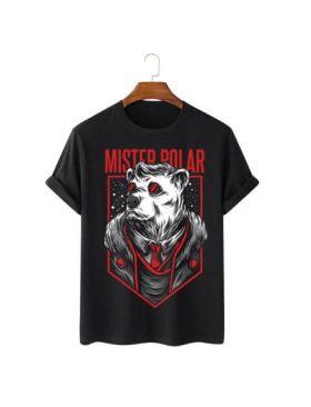 Tricou Barbati Negru "Mister Polar" Engros