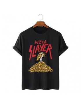 Tricou Barbati Negru "Pizza Slayer" Engros