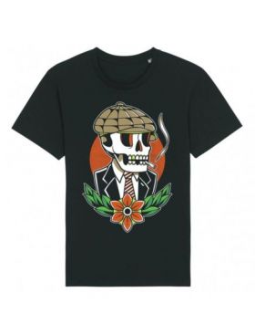 Tricou Barbati Negru "Smoking Skull" Engros