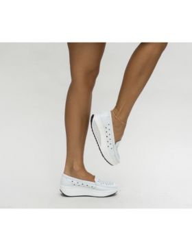 Pantofi casual Engros din piele naturala dama, Buga Alb