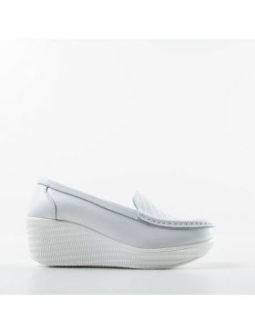 Pantofi casual Engros din piele naturala dama, Ely Alb