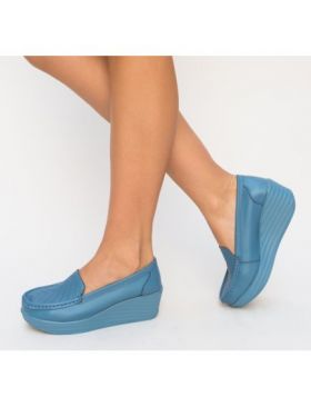 Pantofi casual Engros din piele naturala dama, Ely Albastru