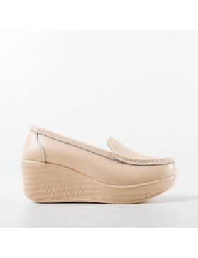 Pantofi casual Engros din piele naturala dama, Ely Bej