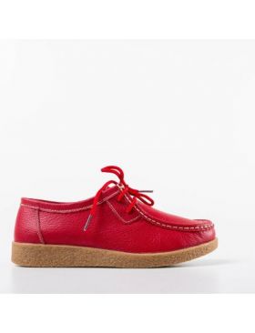 Pantofi casual Engros din piele naturala dama, Niko Rosu