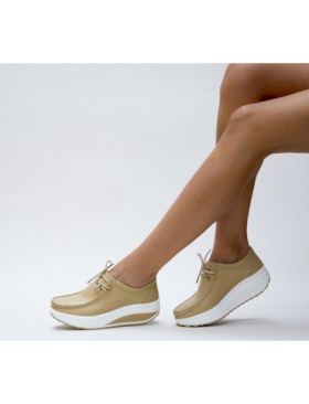 Pantofi casual Engros din piele naturala dama, Roly Bej