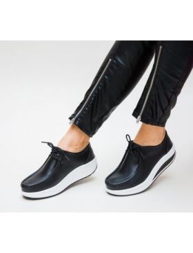 Pantofi casual Engros din piele naturala dama, Roly Negru