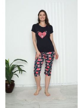 Pijama dama tricou pantaloni 3/4,Engros