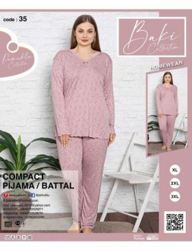 Pijamale Dama Battal Compact Penye Baki 35 Engros