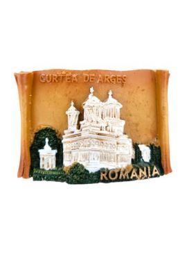 Magnet frigider ceramic, suvenir Curtea de Arges Romania 7x5cm en-gross