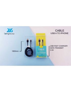 Cablu de date si incarcare, USB, mufa IOS, pentru IPhone, Fast Charge, 1.8m, 2.4A, Ivon, en-gros