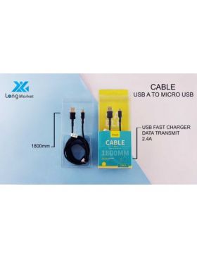 Cablu de date si incarcare, USB, mufa MICRO, 1.8m, Fast Charge, 2.4A, Ivon, en-gros