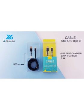 Cablu de date si incarcare, USB, mufa tip C, 1.8m, Fast Charge, 2.4A, Ivon, en-gros