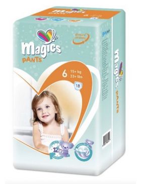 Scutece chilotel pentru copii en-gros marime 6 junior+, 15+ kg, 18 buc/bax