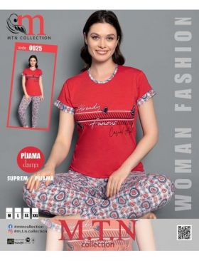 Pijama dama din bumbac cu pantaloni lungi engros