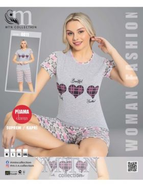 Pijama dama din bumbac cu pantaloni trei sfert engros