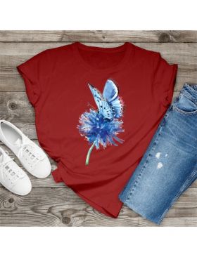 Tricou dama Fluturi fluture albastru, engros