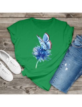 Tricou dama Fluturi fluture albastru, engros