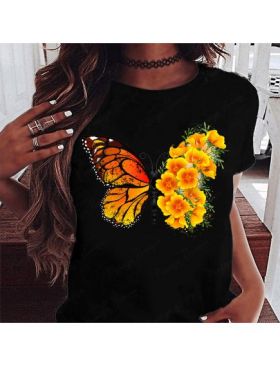 Tricou dama Fluturi fluture floral #4, engros