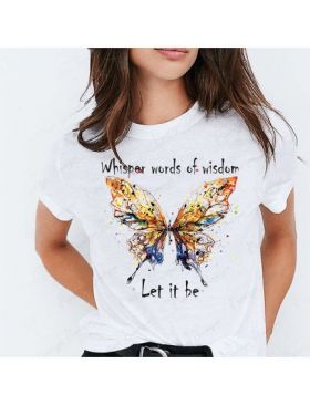 Tricou feminin Fluturi LET IT BE - butterfly, engros