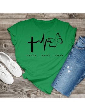Tricou feminin Simple faith hope love, engros