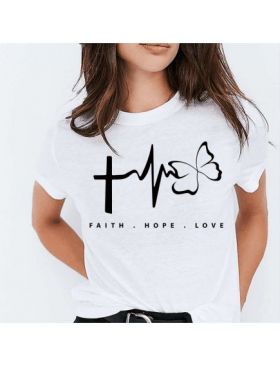 Tricou feminin Simple faith hope love, engros