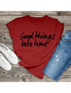 Tricou feminin Simple Good-things-take-time, engros
