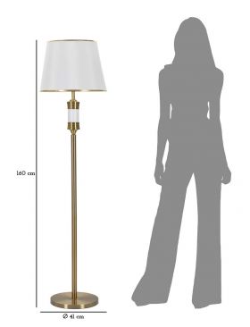 Lampadar Whity, Mauro Ferretti, Ø41 x 160 cm, 1 x E27, 40W, fier/textil, auriu/alb