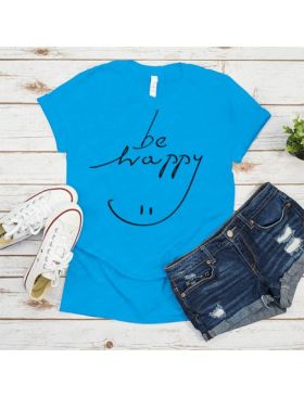 Tricou feminin Simple, be happy smile, engros