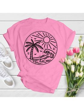 Tricou feminin Simple, beach life circle, engros
