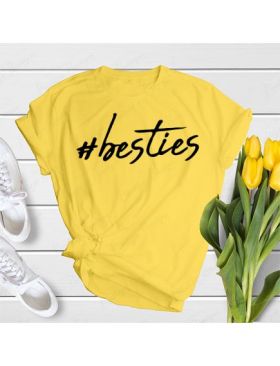 Tricou feminin Simple, hashtag besties, engros