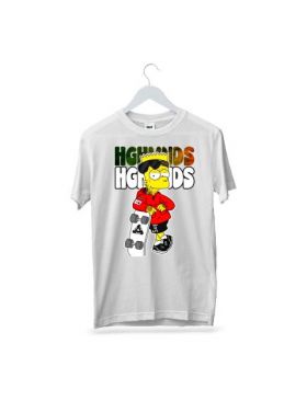 Tricou masculin urban streetwear, bart simpson high, engros