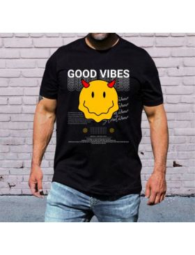 Tricou masculin urban streetwear, good vibes, engros