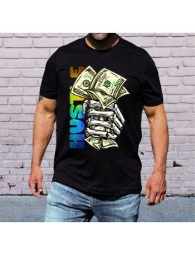 Tricou masculin urban streetwear, money hustle, engros