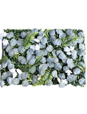 Gard artificial cu iarba si floricele mov, 40x60cm