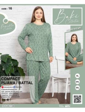 Pijamale Dama Battal Compact Penye Baki 16 Engros