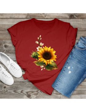 Tricou feminin flori, floarea sloarelui 3, engros