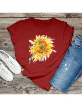 Tricou feminin flori, floarea sloarelui 4, engros