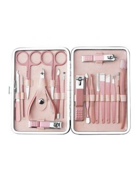 Set Manichiura si Pedichiura din Otel Inoxidabil 18 piese Rose Gold, Engros