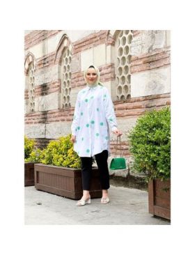 Cămașă damă, cu model alb- verde Engros