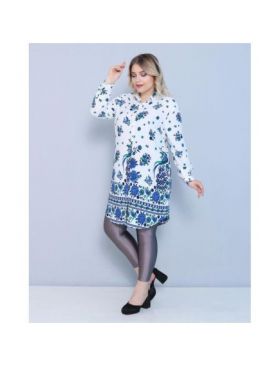 Cămașă damă cu model floral albastru Engros